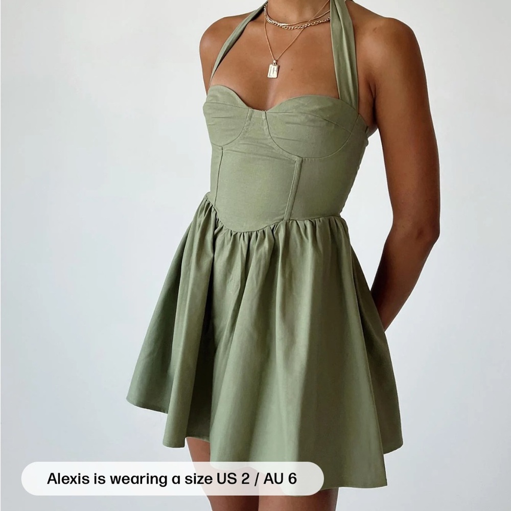 Princess Polly Green Lyle  Halter Mini Dress in sage